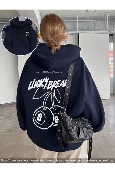 DİVİN Unisix Hoodie Printed Sweat Quality 3 Yarn Fabric Modern Oversized Cut