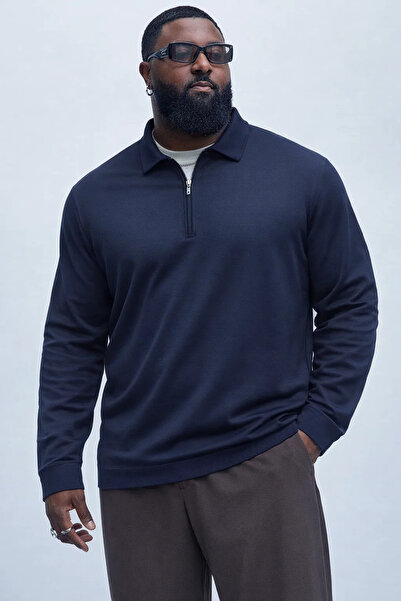 Maccali Чоловічий сезонний светр великого розміру синього кольору з трикотажу