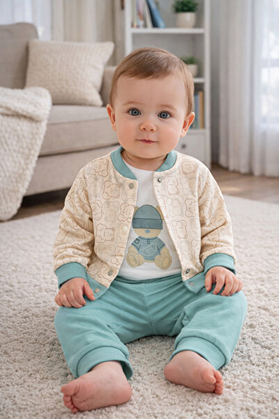 Atlas Baby House Baby Boy Mint Green 3-Piece College Set Seasonal Bodysuit Ca...