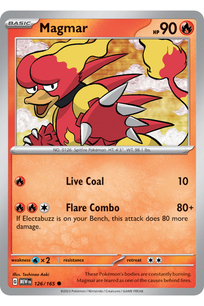 Pokemon TCG Magmar 126/165 Common Licensed Game Card (Sv151)