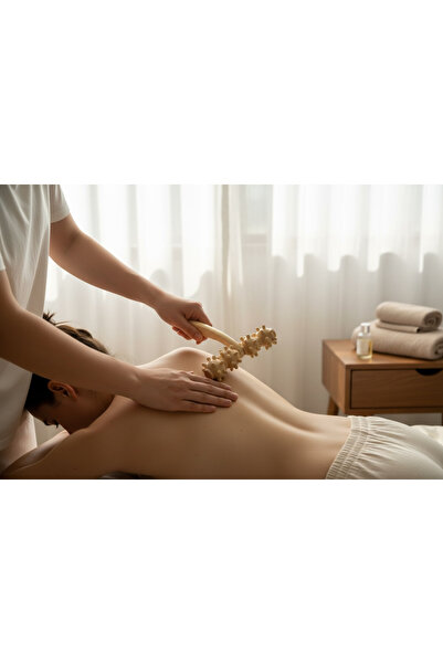 ELİTEVOOD Ahşap Masaj Aleti Roller | El Yapımı Doğal Tahta Masaj Çubuğu Kas R...