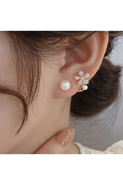 Ayzen Takı Zarif İnci Detaylı Zirkon Taşlı Altın Kaplama Balık Kuyruğu Tasarı...