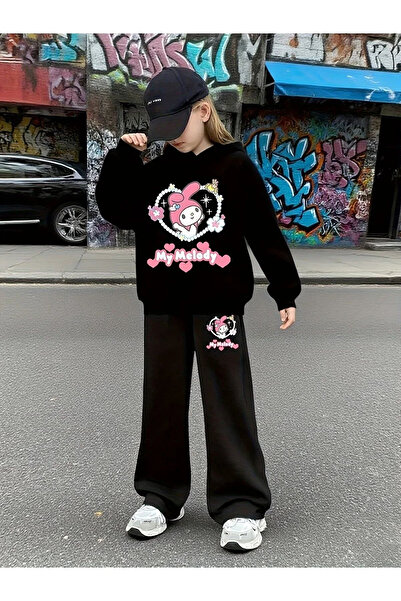 npLStore Children's My Melody Printed Hooded Sweatshirt Wide Leg Tracksuit Set