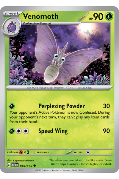 Pokemon TCG Venomoth 49/165 Uncommon Licensed Game Card (Sv151)