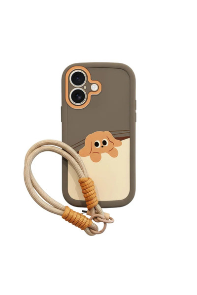 Zebana iPhone 17 Uyumlu Kılıf El Bilekli Cat and Puppy Silikon Kılıf