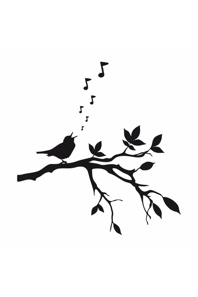 Reysa Tasarım Singing Bird Wall Sticker Black 20X21 cm
