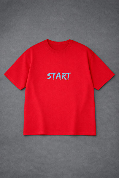 LORVEX T-Shirt Oversized Unisex 100% Cotton Comfortable Fit Blue Start Printed