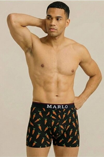marlo Model de morcov negru pentru bărbați, boxeri bumbac, material elastic c...