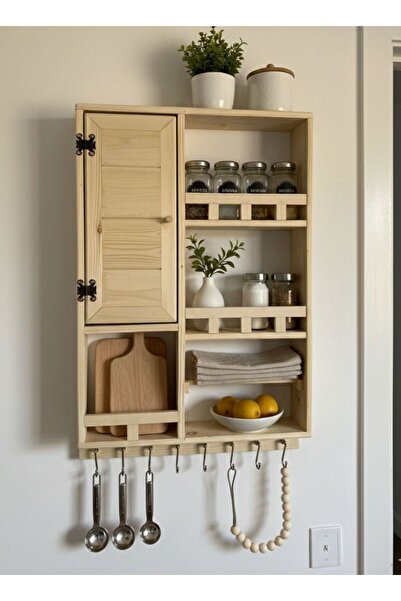 BİGWOODWORKERS ahşap baharatlık, mutfak rafı