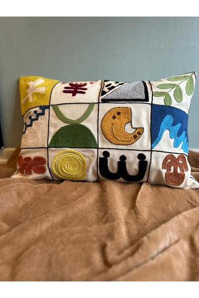 Craft Craftsi̇s Punch Embroidered Throw Pillow Cover 35X50