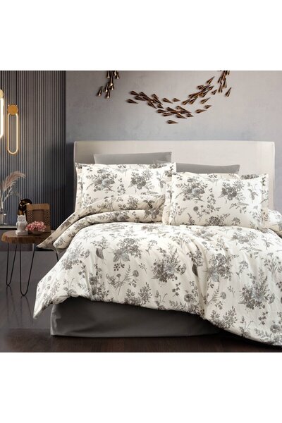 OEM Ewa Cotton Bed Linen, 2 Persons, Brown, Set of 4 Pieces