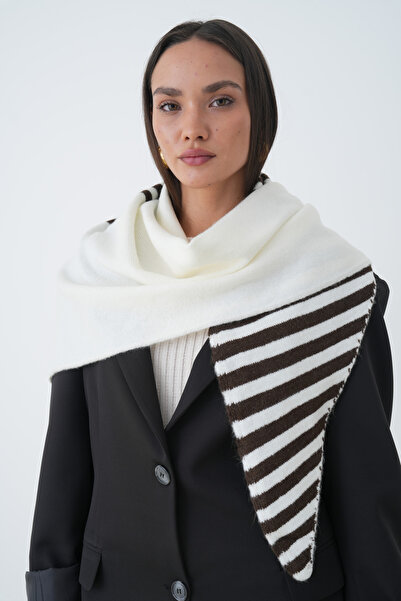MG OTANTİK Жіночий смугастий трикутний шарф – плечовий шарф з м'якою текстурою