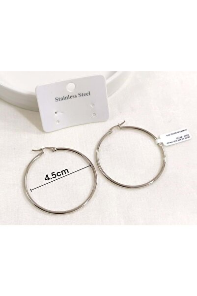 Güler Yüzlü Silver حلق دائري مسطح من الفولاذ مقاس 45 ملم - أبيض