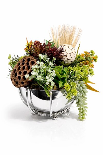 HaRe Home ترتيب نباتات عصارية اصطناعية من نوع أهوتوبوت أزرق بلون الكوبالت ılı