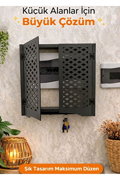 AA AHŞAP “Dekoratif Beyaz ve Gri Ahşap Elektrik Pano Kapatıcı | Anahtarlıklı ...