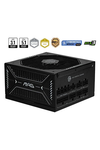 MSI MAG A850GLS PCIE5 Siyah 850W 80+ Gold Full Modüler Power Supply