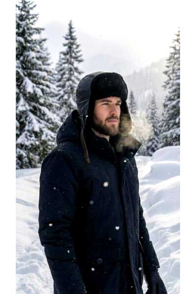 LAGRANZE Men's Luxury Fur-Lined Winter Hat with Headphones