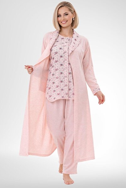 EM&FA TEKSTİL طقم بيجامة نسائي كبير الحجم بأزرار كاملة