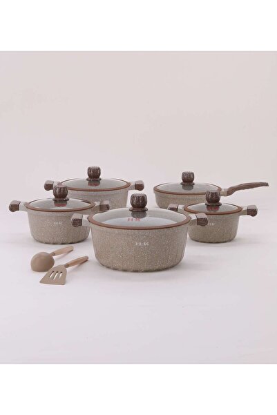 aljahwari 12-piece granite cookware set with glass lid