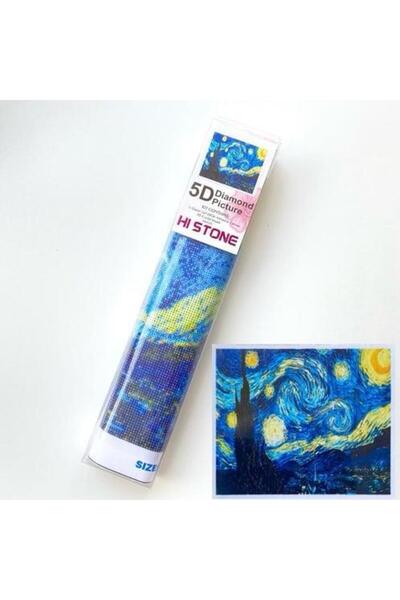NT Boncuklu Taşlı Pano Mozaik Elmas Goblen Diamond Tablo 40x 50 Cm Yıldızlı Gece