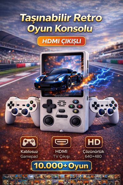 Weskam Retro Oyun Konsolu Kablosuz Gameped TV bağlantılı 10.000+ Oyun Yeni Ne...