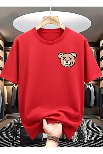 FUFLUNS Çarpi Bear Printed Oversized Circular Neck T-Shirt