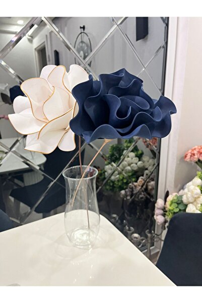 CrossWell Home 2'li Set Dekoratif Büyük Boy Yapay Manolya Çiçeği - Beyaz ve L...