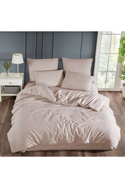 Caressa Cotton Bed Linen, Caressa, 2 Persons, Beige, Set of 4 Pieces