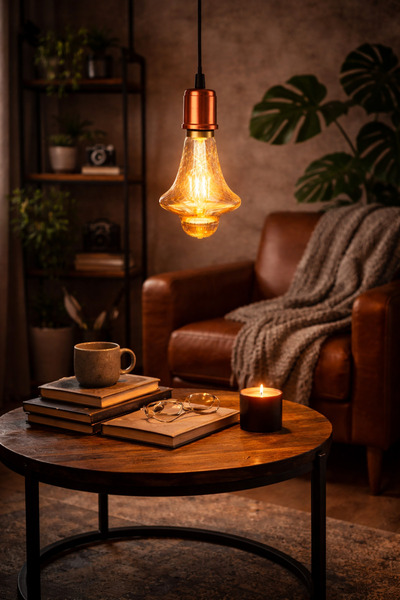 Eglo E27 Pendant Set with vintage bulb included, 2m cable, warm light 2000K, ...