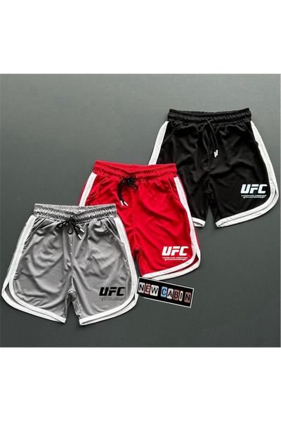 NewCabin New Season Ufc Printed Black-Grey-Red 3-Piece Jersey Shorts