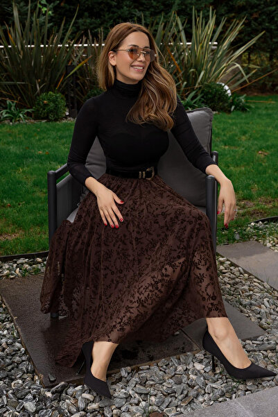 Sorridi Fusta asimetrică din tul brodat cu flori