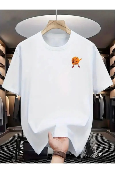 FUFLUNS TRIOC OVERSIZE CU Gâtul Bicicletă, Imprimat Cu Minge De Baschet