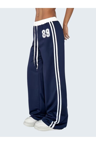 Karatopak 89 Γυναικείο φούτερ με στάμπα, λευκή ζώνη, διπλή ρίγα, ψηλόμεσο, φα...