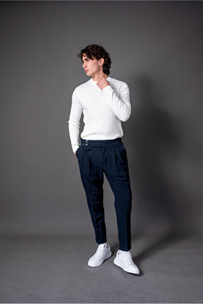 FERBA bisiklet yaka düğmeli basic sweatshırt