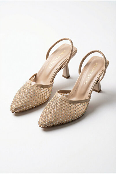 Les Chatelets Lumière De Soir Women's Stone Mesh 9cm Slingback Heeled Shoes