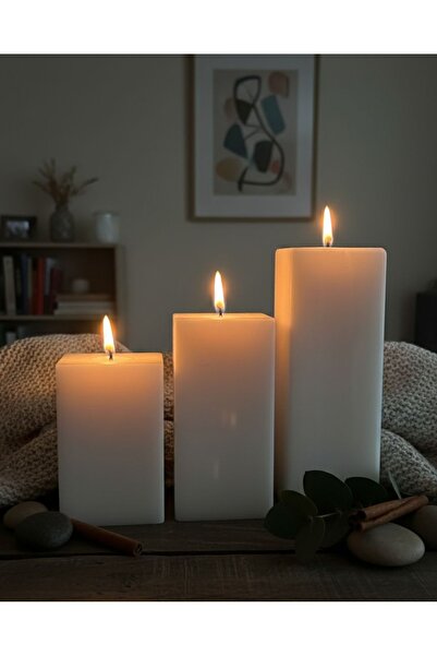 Paşabahçe 3 Lü Set Soya Wax Mum Kütük Çap Boy 30-35-40 Cm Büyük