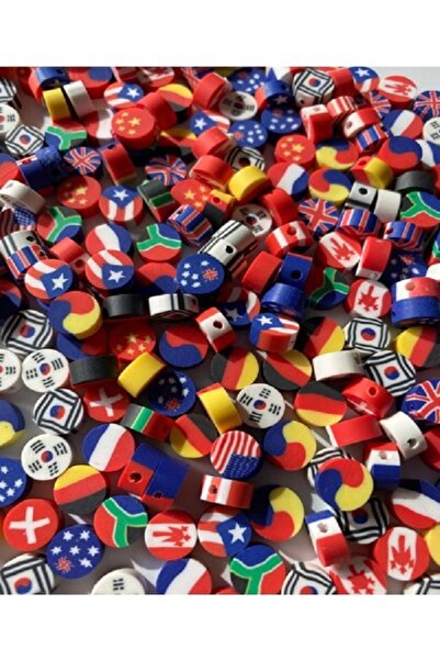 MADEFORYOUU 25 Adet Ülke Bayrakları Fimo Boncuk / Bayrak Boncuk / Ülke Bayrağ...