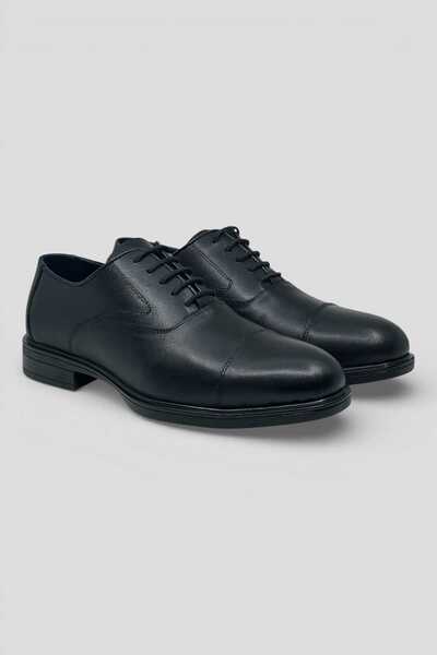 MEEGORA Men's Leather Black Laced Classic Shoes