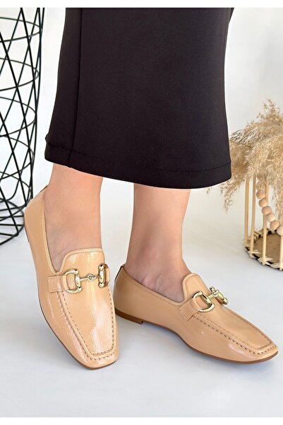 FRESCO SCARFS Guart Nude Patent Leather Ballerina Shoes