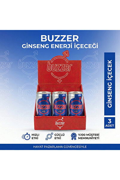 BUZZER Ginseng Enerji Içeceği +18 - 3'lü Avantaj Set