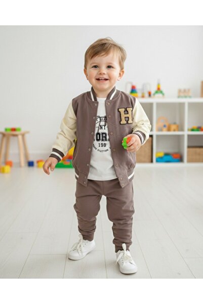 VOY KİDS Boy's Transitional H Embroidered College Jacket, Sweatshirt with Pan...