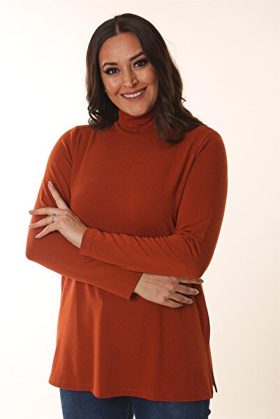 Metpoint Yarım Balıkçı Kiremit Triko Bluz