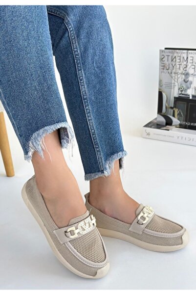 FRESCO SCARFS Wata Beige Knit Ballerina Shoes