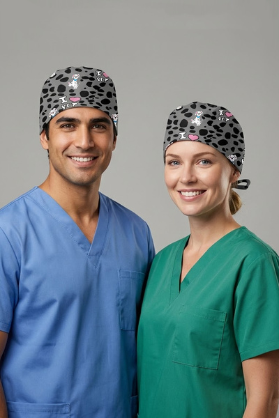 Lion Üniforma Dalmaçya I Love Pet Desenli Unisex Cerrahi Bone Hemşire ve Dokt...