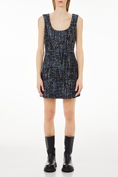 liu.jo Kadın Mini Boy Slim Fit Rahat Kolsuz Siyah Elbise WF4479T1040-N9697