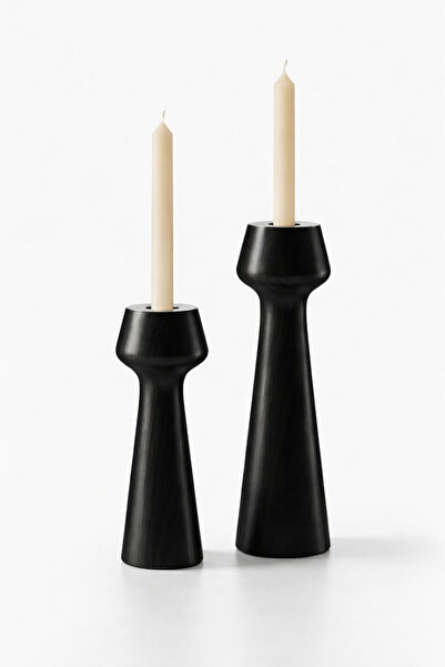 mebaconcept Doğal Ahşap Şamdan Seti (2'Lİ) – 17.5 Cm & 15 Cm – Rustik Dekorat...