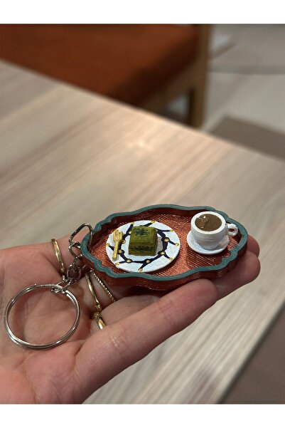 Home baklava ve türk kahvesi keyif hediyelik sevimli anahtarlık