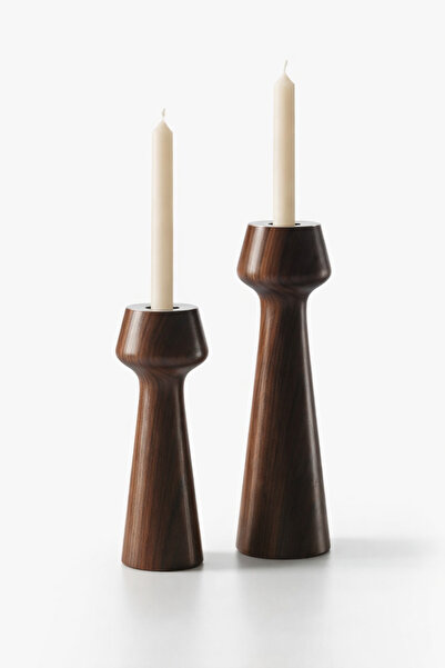 mebaconcept Doğal Ahşap Şamdan Seti (2'Lİ) – 17.5 Cm & 15 Cm – Rustik Dekorat...