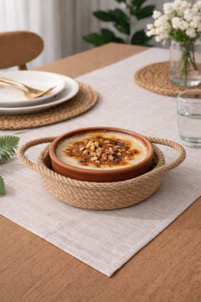 NuaCraft 2 Adet Sunumluk El Yapımı Jüt İp Toprak Güveç Kabı Sunumluk | Şık Se...