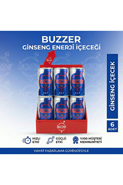 BUZZER Ginseng Enerji Içeceği +18 - 6'lı Avantaj Set